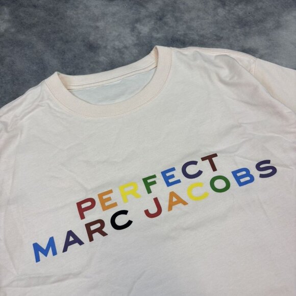 NWT MARC JACOBS Perfect Pride Light Pink Tee Shirt Unisex Size L - Picture 2 of 5